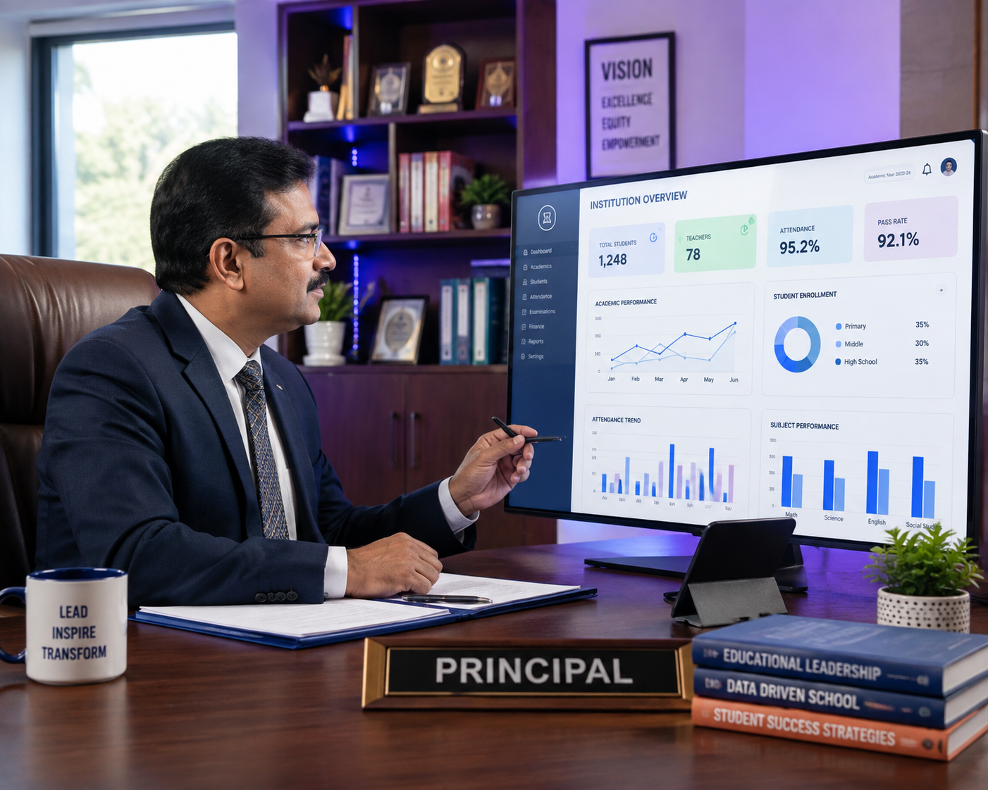 School management dashboard with AI-generated insights